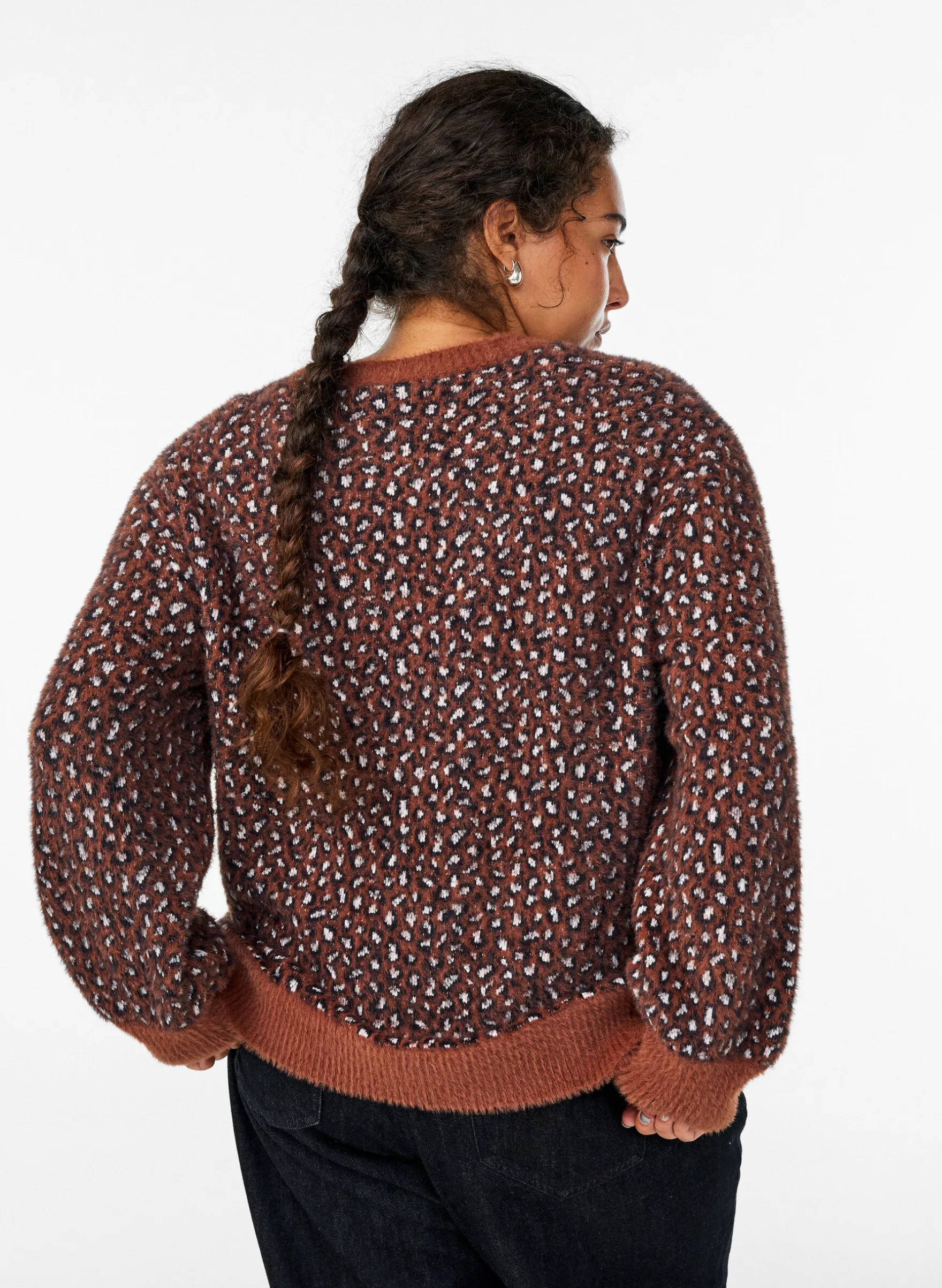 Strickpullover mit Animalprint und flauschigem Finish
