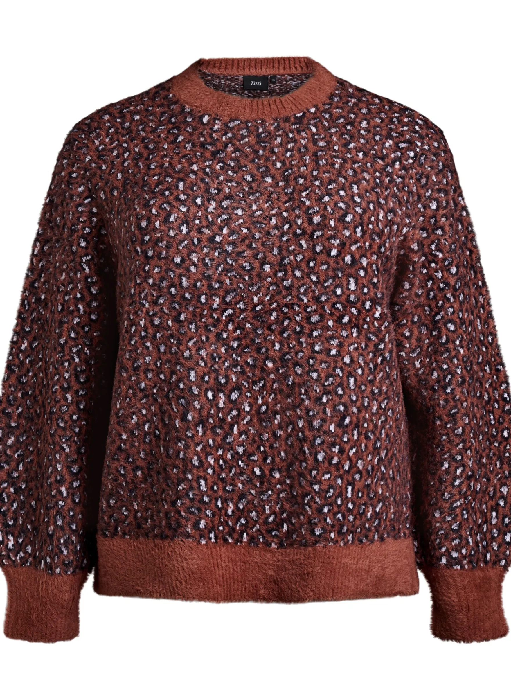 Strickpullover mit Animalprint und flauschigem Finish