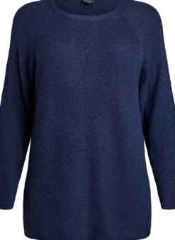 Strickpullover mit diagonalem Muster und Raglanärmeln