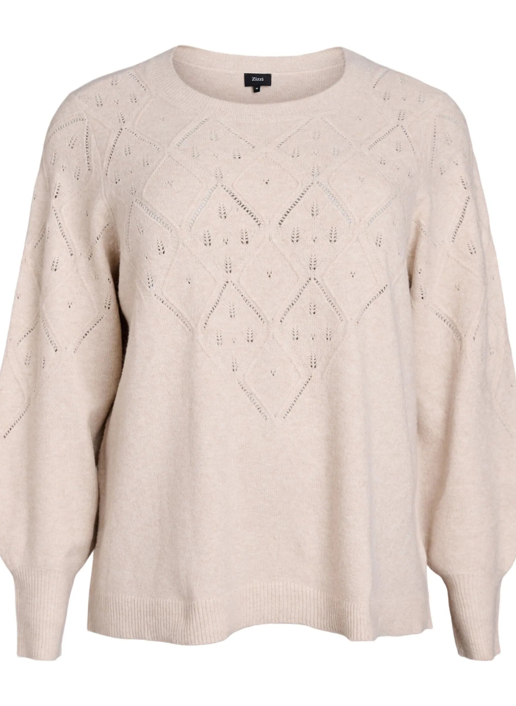 Stricktop mit Lochmuster und Ballonärmeln