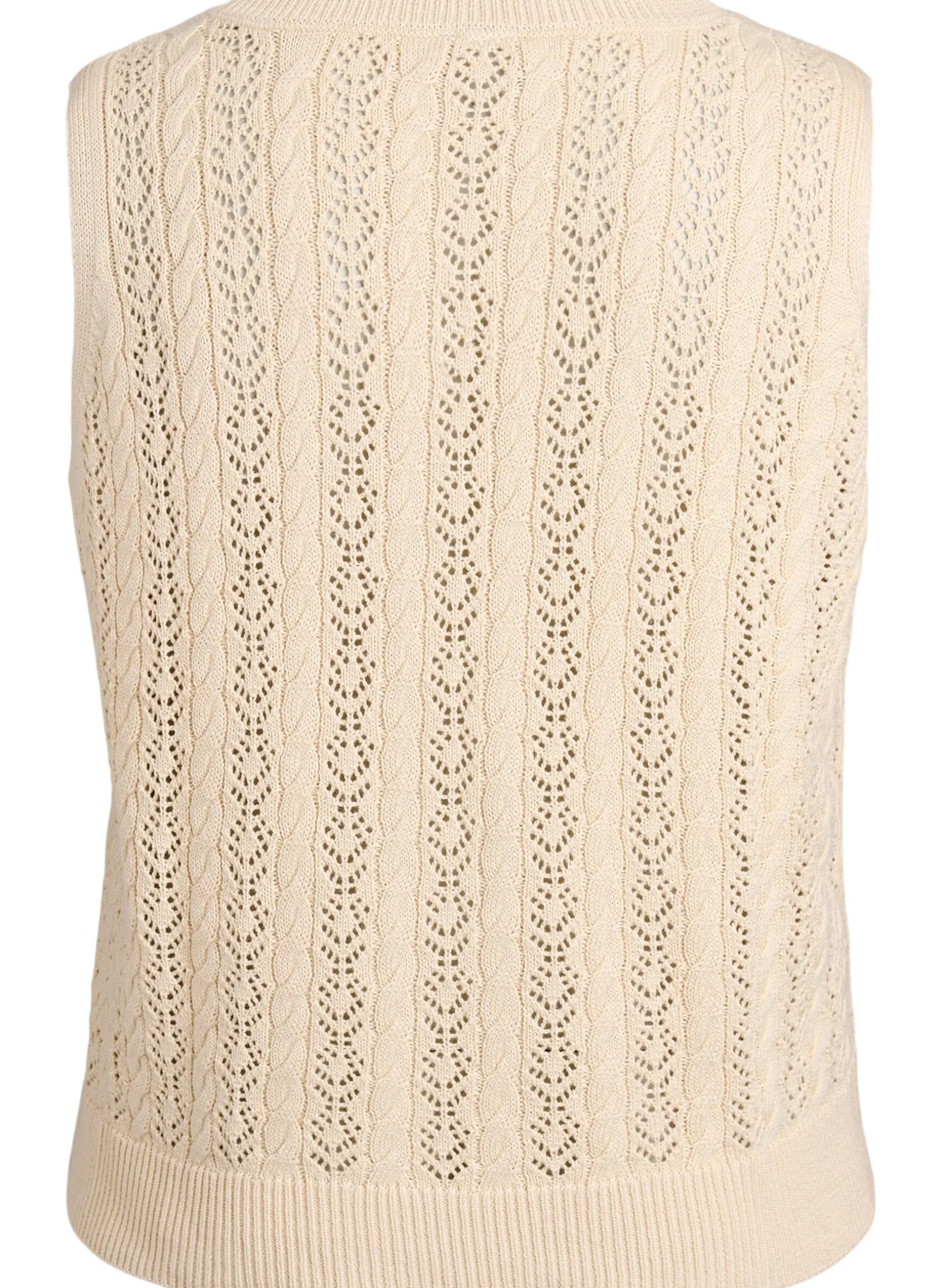 Strickweste mit Lochstickerei und Bindeband