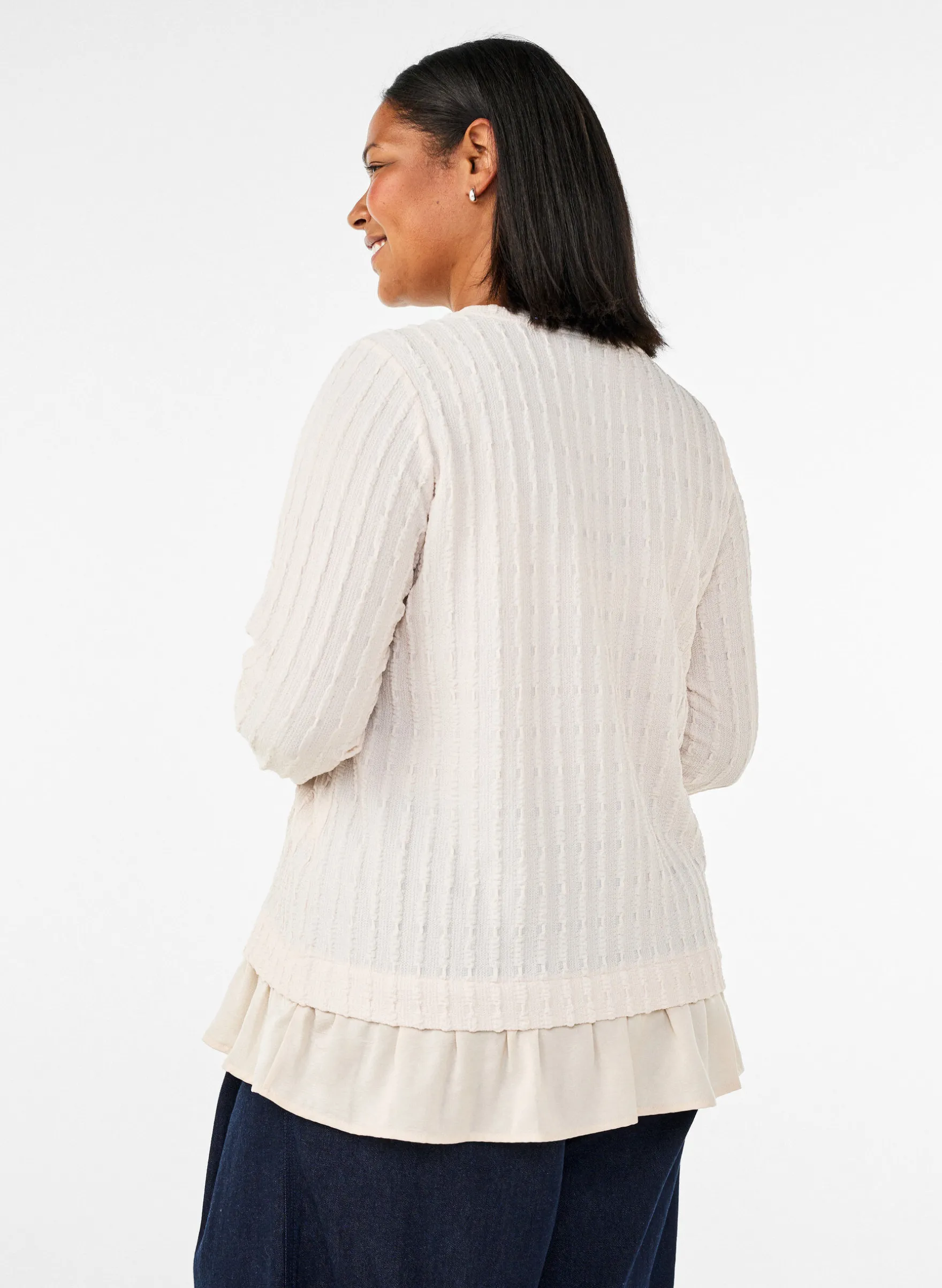 Strukturierte Bluse mit Rüschensaum