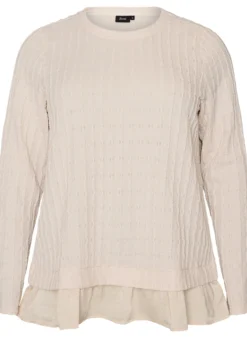 Strukturierte Bluse mit Rüschensaum