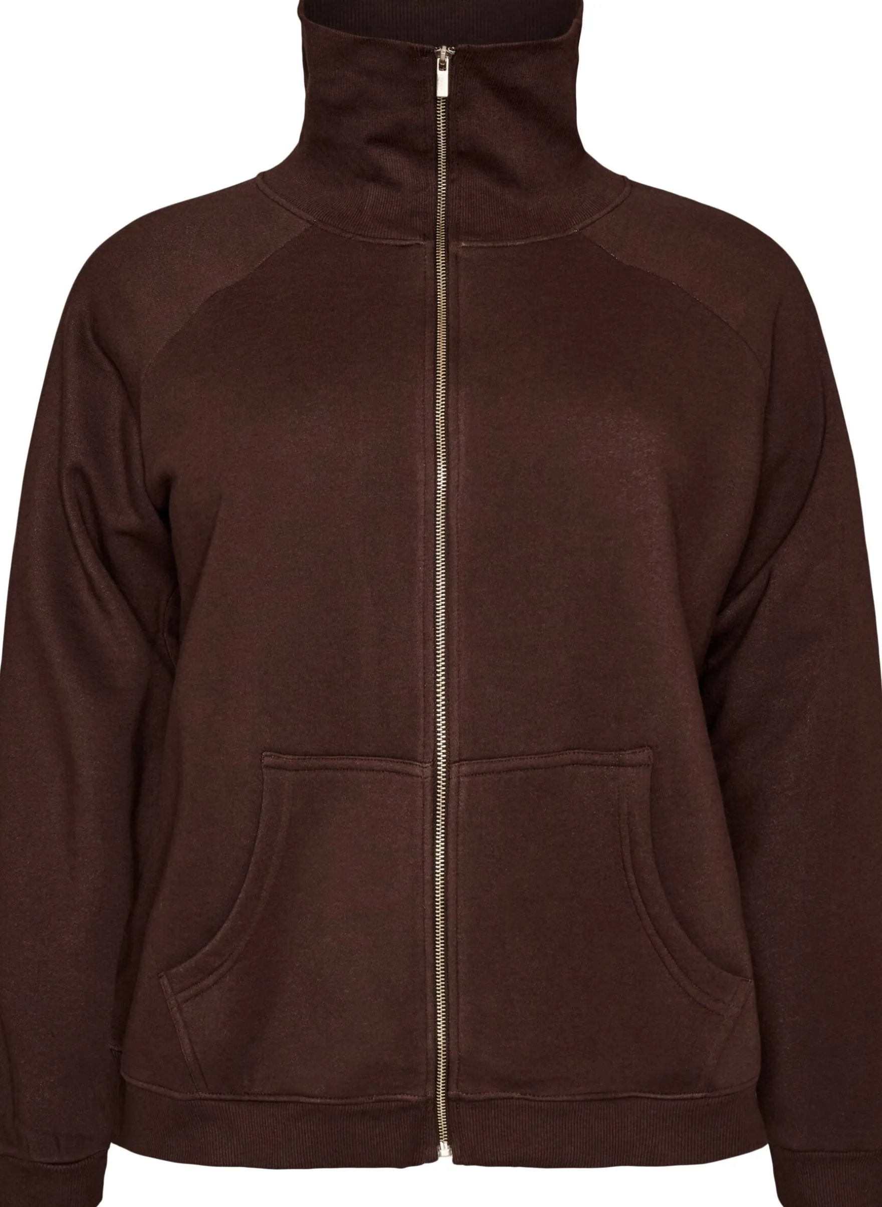 Sweatjacke mit hohem Kragen und Reißverschluss