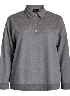 Sweat-Polohemd mit Zierknöpfen