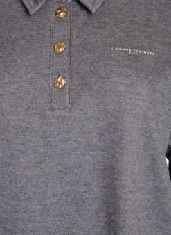 Sweat-Polohemd mit Zierknöpfen