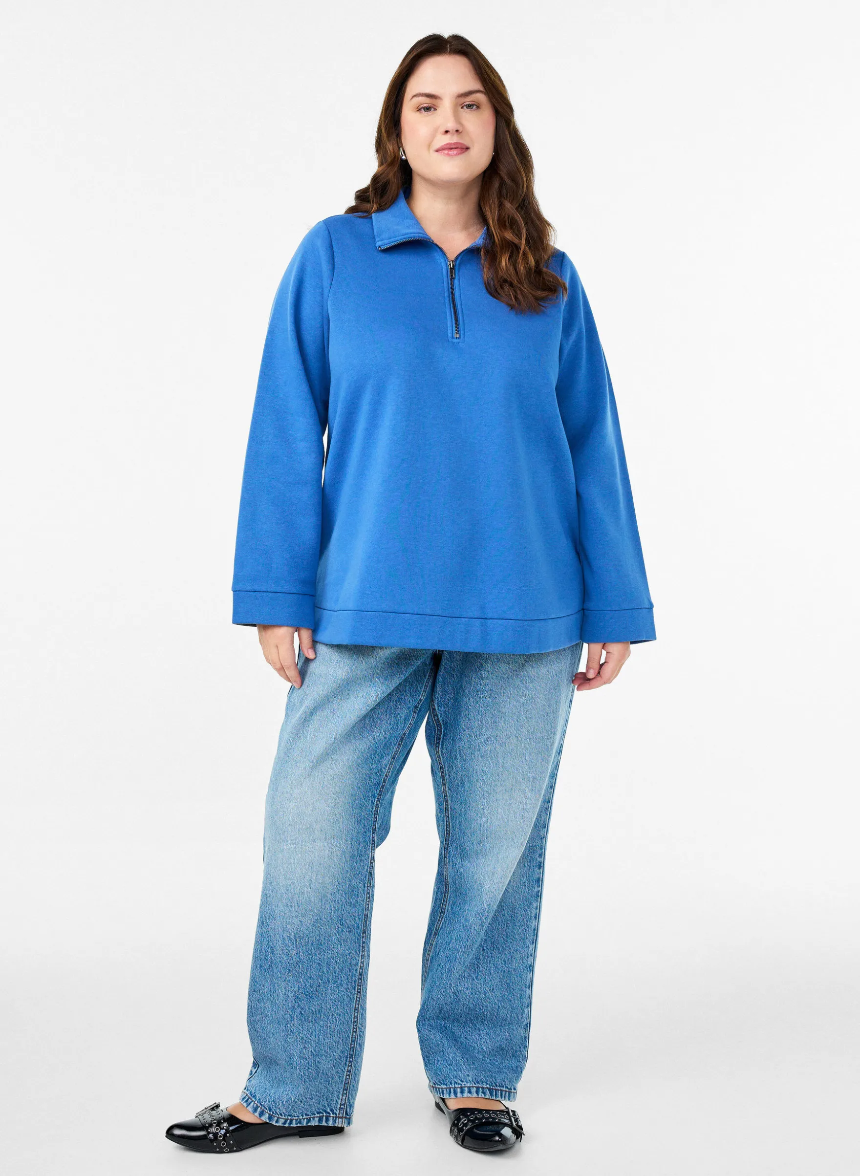 Sweatshirt mit hohem Kragen und Reißverschluss