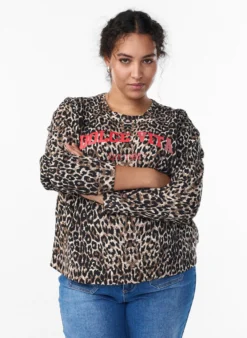 Sweatshirt mit Leopardenmuster und Statement-Print