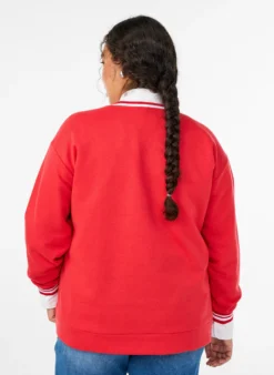 Sweatshirt mit V-Ausschnitt und Textprint