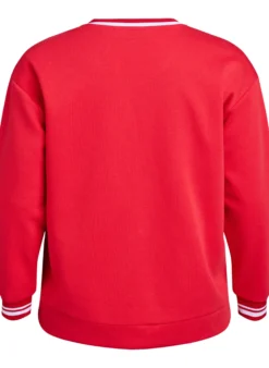 Sweatshirt mit V-Ausschnitt und Textprint