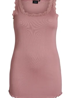 Tanktop mit Spitzen und Lochstickerei