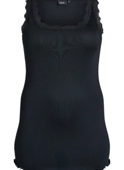Tanktop mit Spitzen und Lochstickerei