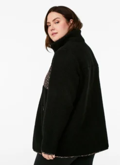 Teddyfell-Jacke mit Leopardenmuster