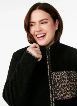 Teddyfell-Jacke mit Leopardenmuster