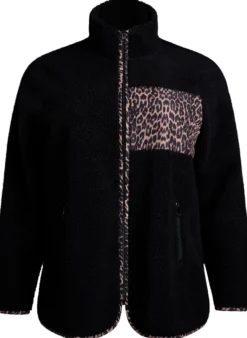 Teddyfell-Jacke mit Leopardenmuster