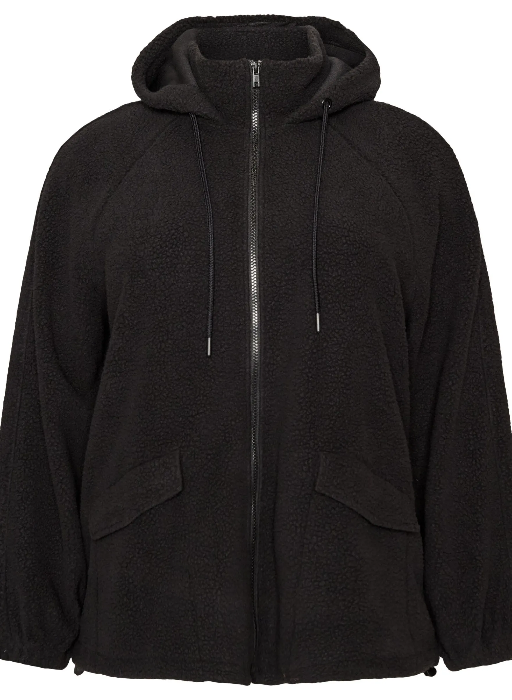 Teddyjacke mit Kapuze und Reißverschluss