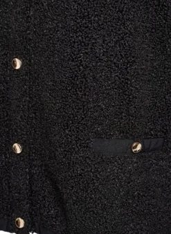 Teddy-Strickjacke mit goldfarbenen Knöpfen