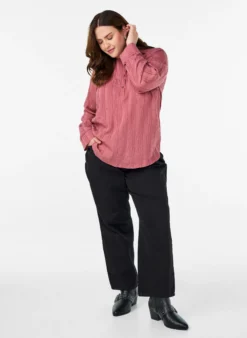 Ton-in-Ton-Bluse mit Knöpfen