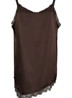 Top aus Satin mit Spitzen und asymmetrischem Saum