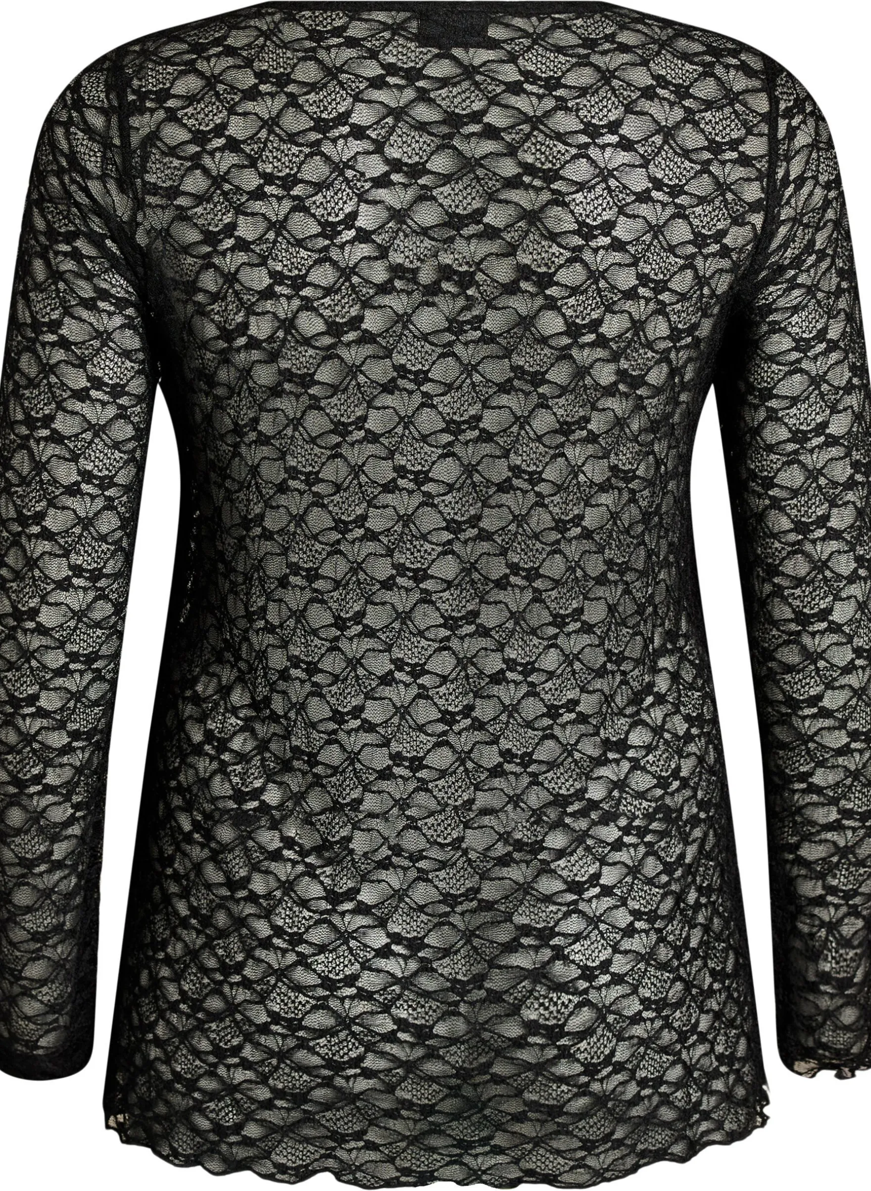 Transparente Bluse aus Spitze mit langen Ärmeln