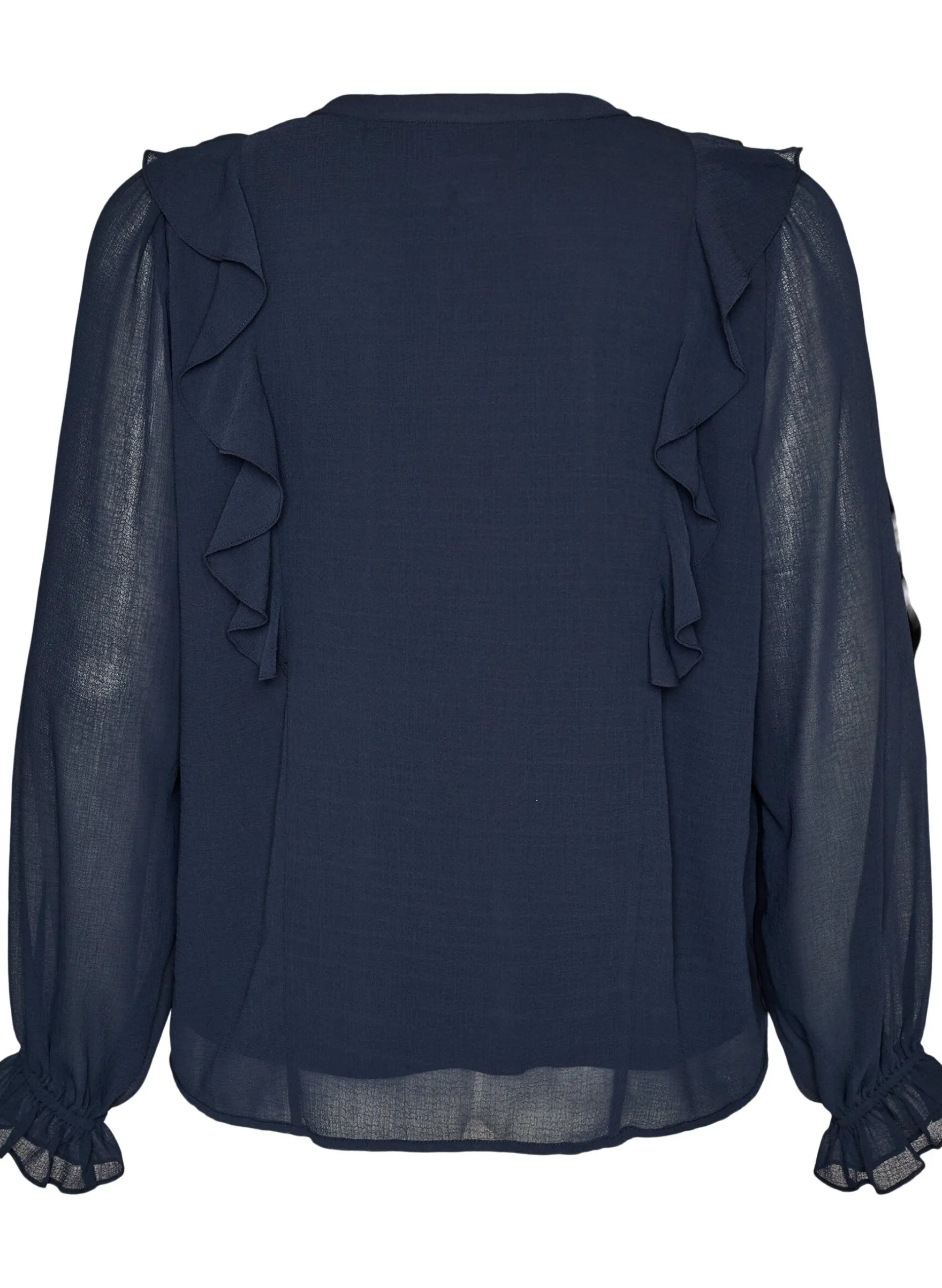 Transparente Bluse mit Rüschen und Bindeband