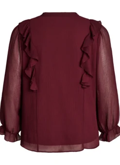 Transparente Bluse mit Rüschen und Bindeband