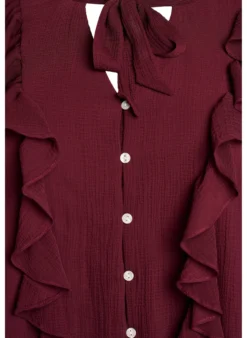 Transparente Bluse mit Rüschen und Bindeband