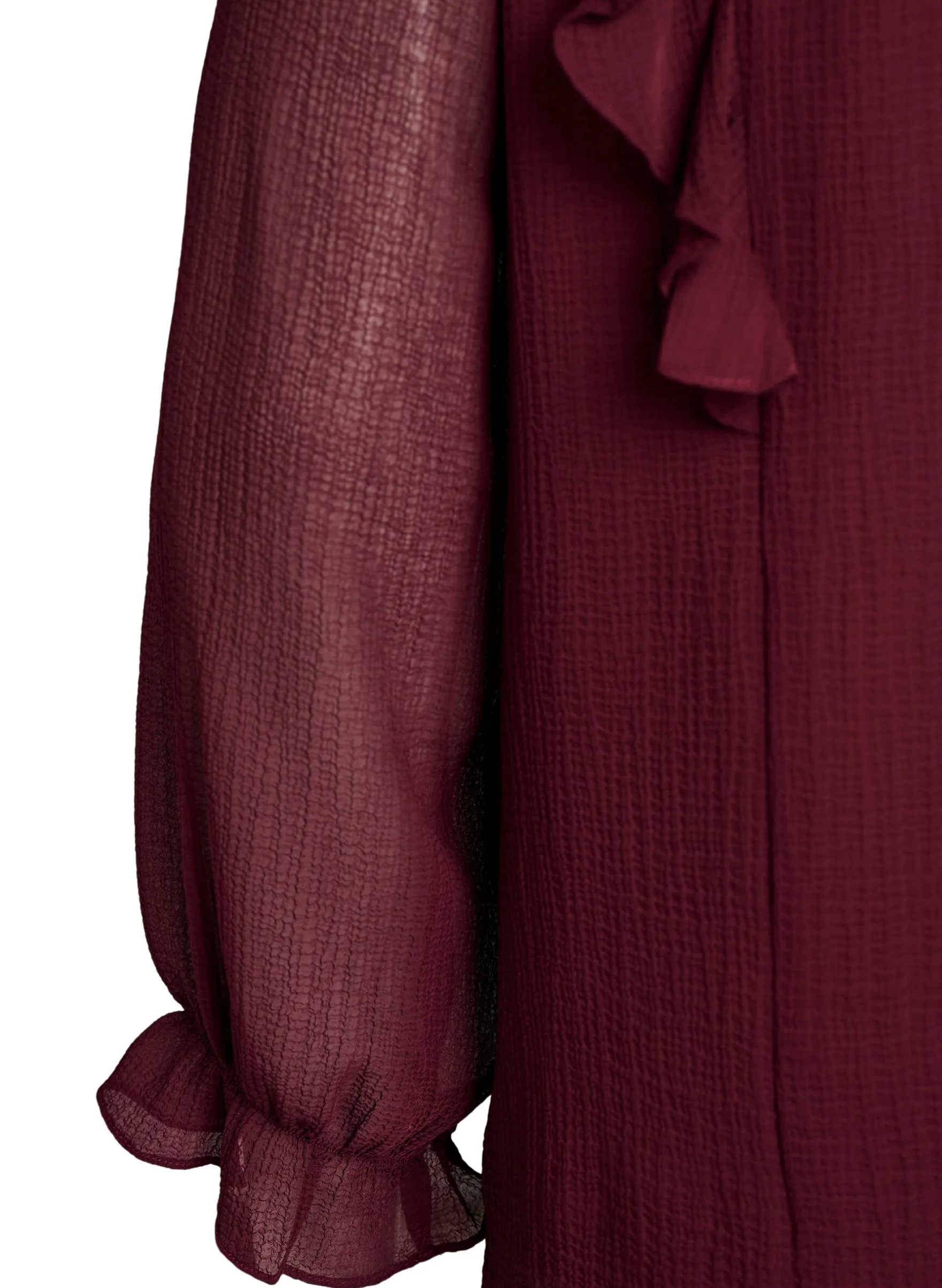 Transparente Bluse mit Rüschen und Bindeband