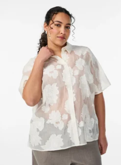 Transparente Hemdbluse mit Blumenprint
