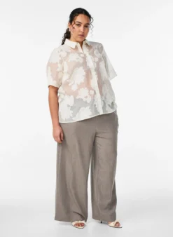 Transparente Hemdbluse mit Blumenprint
