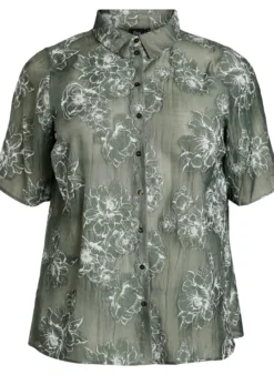 Transparente Hemdbluse mit Blumenprint