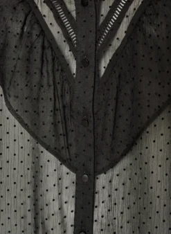 Transparente Hemdbluse mit Punkten und Rüschendetails
