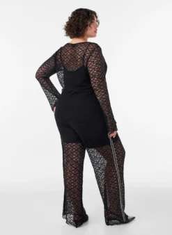 Transparente Spitzenhose mit weitem Bein