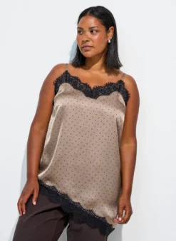 Trägertop mit Spitze und asymmetrischem Saum