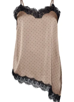 Trägertop mit Spitze und asymmetrischem Saum