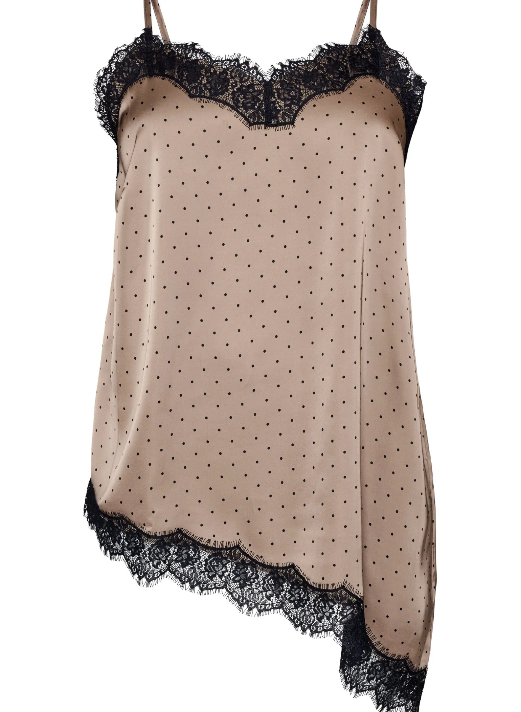 Trägertop mit Spitze und asymmetrischem Saum