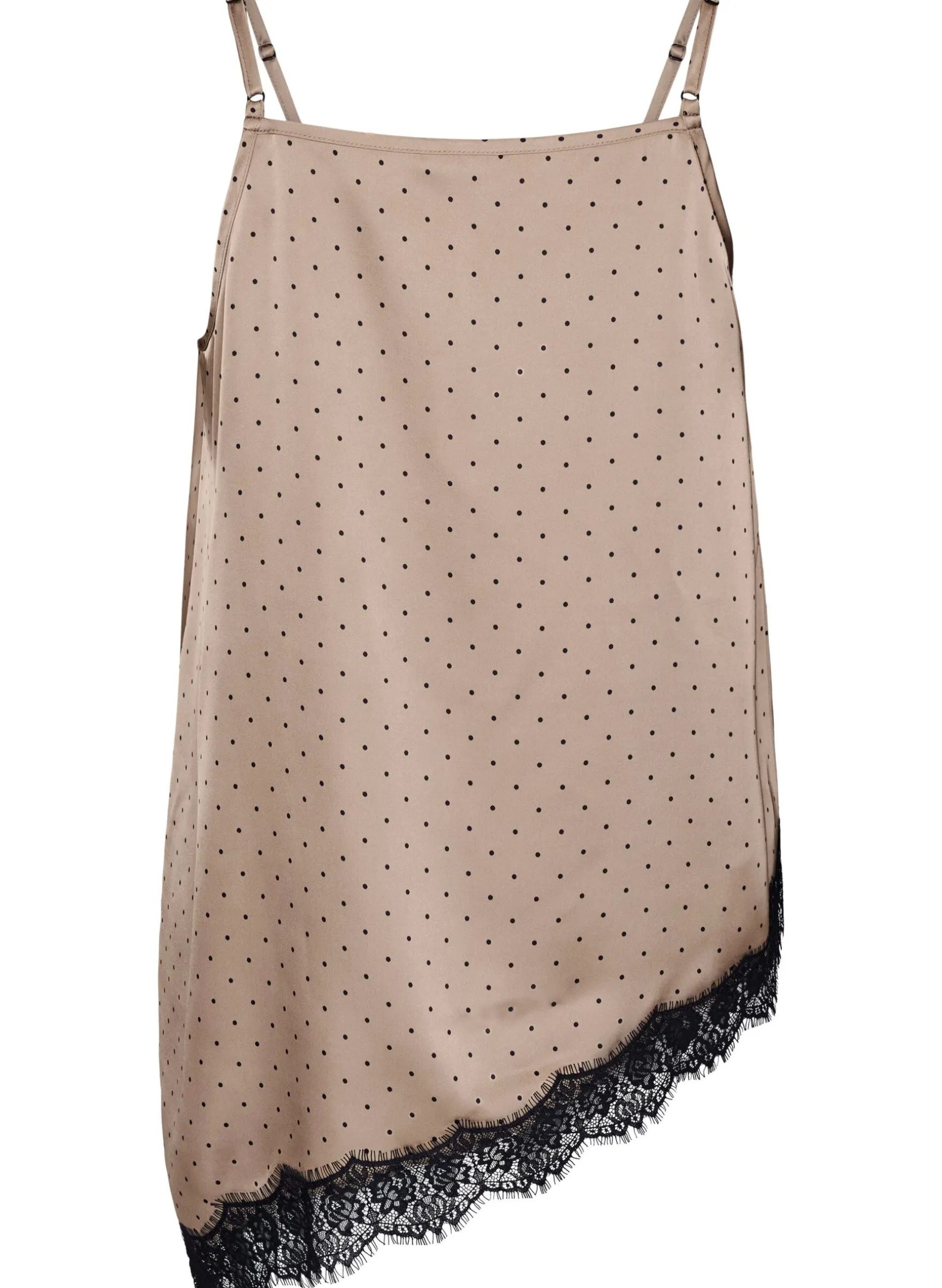 Trägertop mit Spitze und asymmetrischem Saum