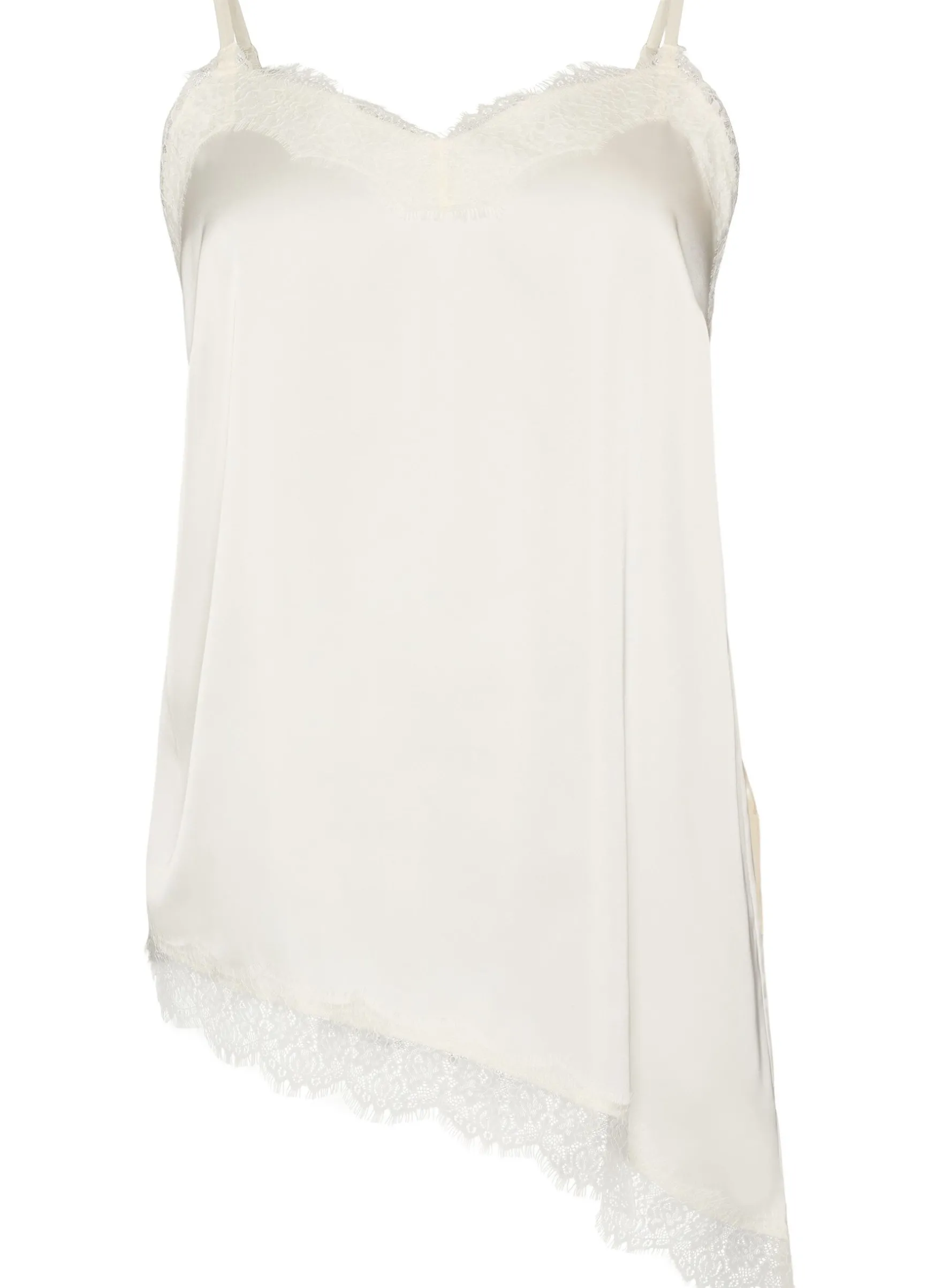 Trägertop mit Spitze und asymmetrischem Saum