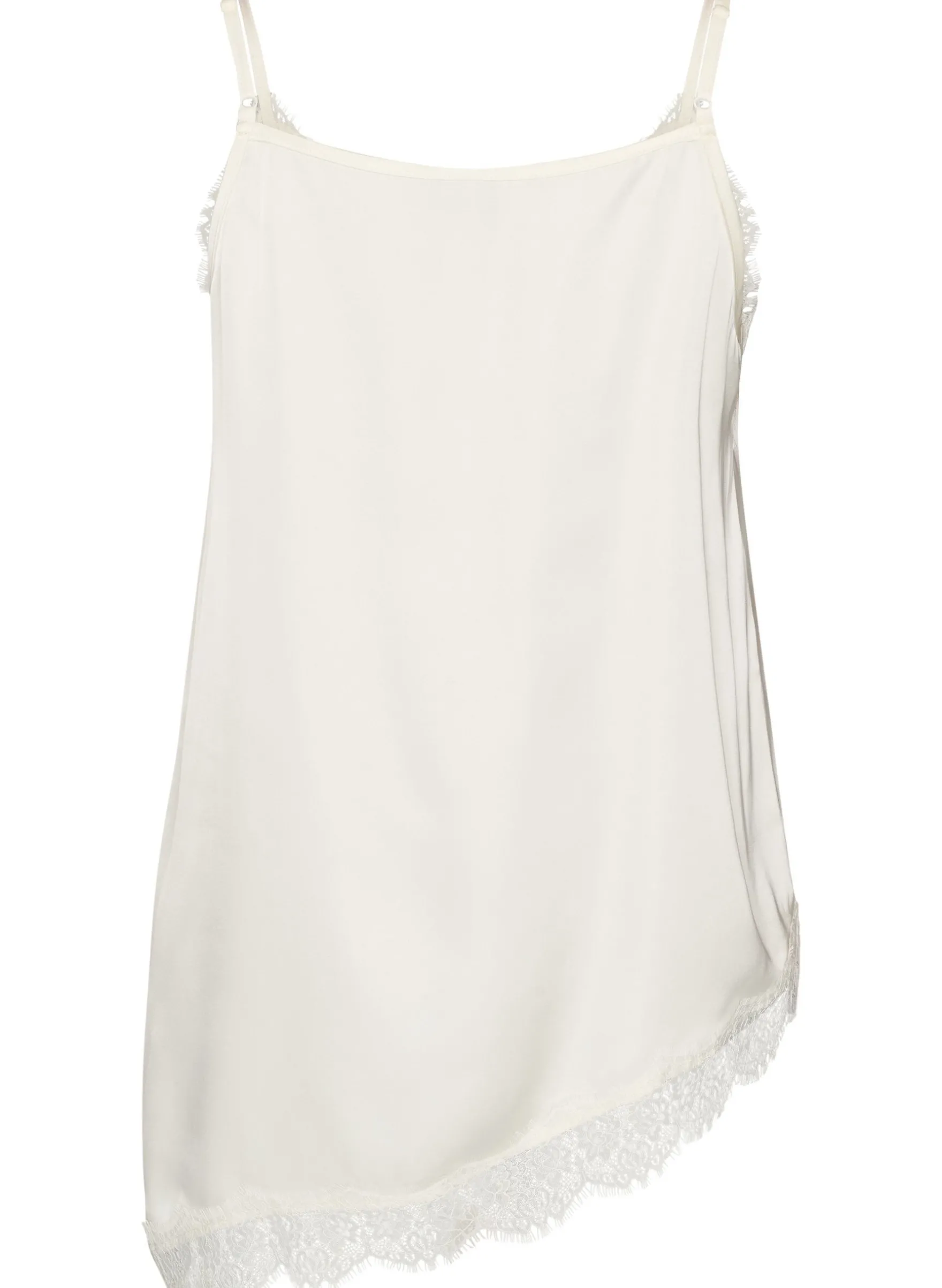 Trägertop mit Spitze und asymmetrischem Saum