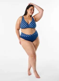 Triangel-Bikinioberteil mit Streifen und Wickeldetail