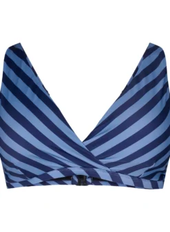 Triangel-Bikinioberteil mit Streifen und Wickeldetail
