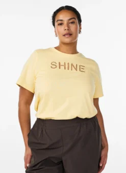 T-Shirt aus Baumwolle mit aufgesticktem Text