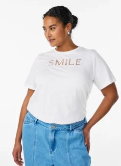 T-Shirt aus Baumwolle mit aufgesticktem Text