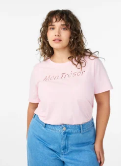 T-Shirt aus Baumwolle mit dekorativem Frontdetail