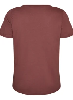 T-Shirt aus Baumwolle mit Frontprint und V-Ausschnitt