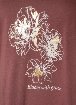 T-Shirt aus Baumwolle mit Frontprint und V-Ausschnitt