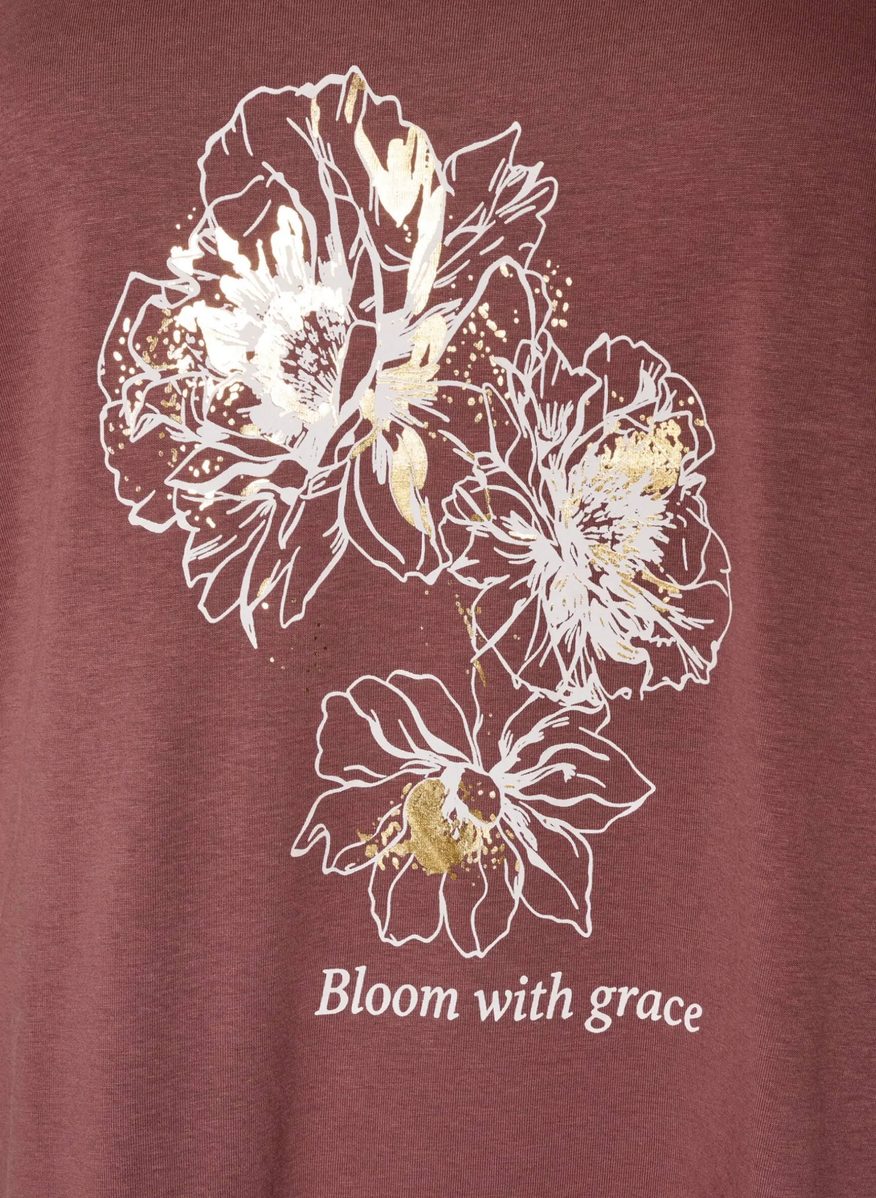 T-Shirt aus Baumwolle mit Frontprint und V-Ausschnitt