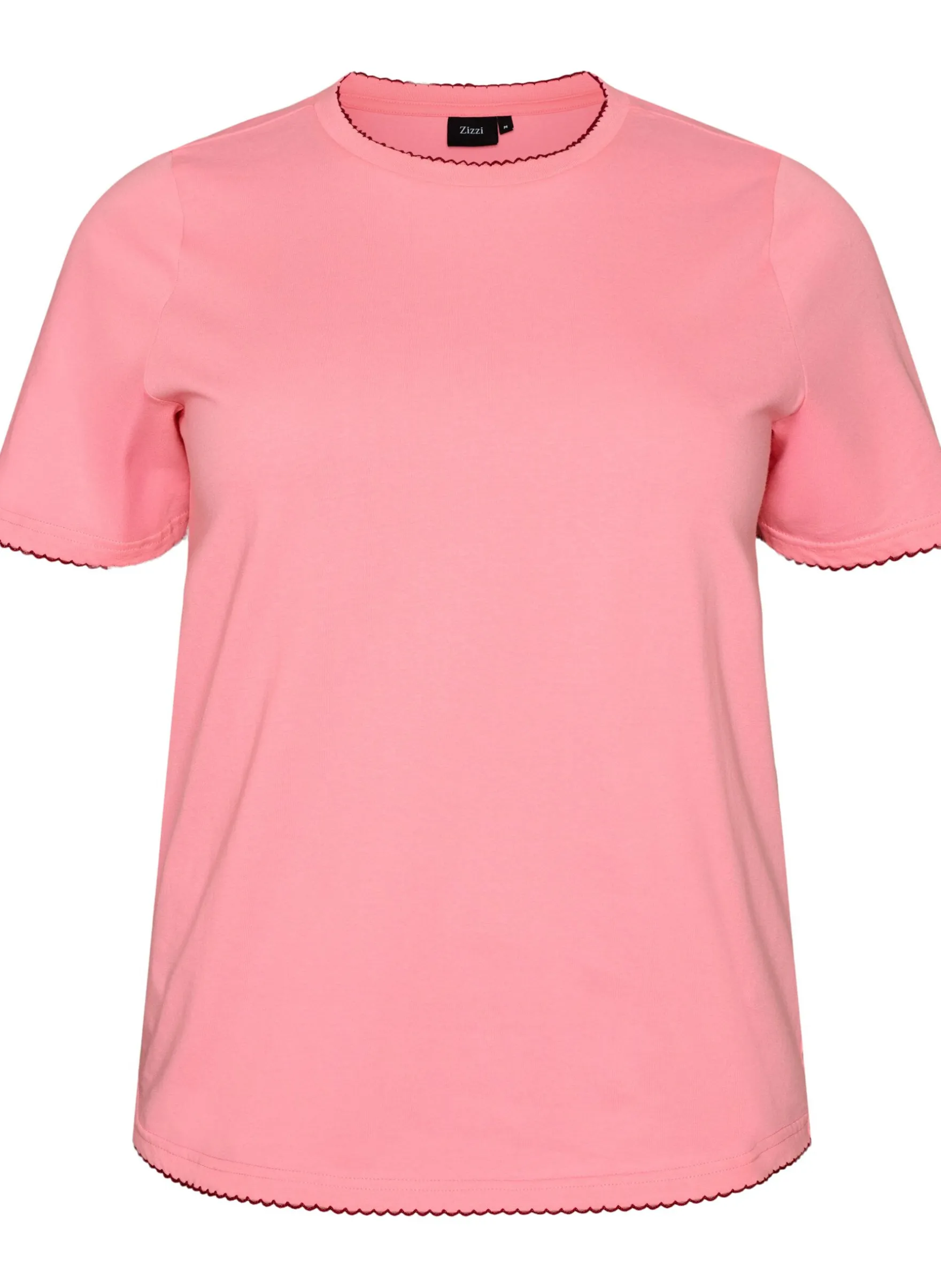 T-Shirt aus Baumwolle mit gewellten Kontrastkanten