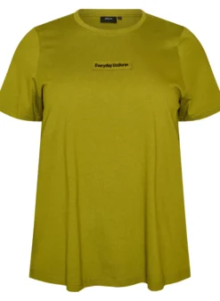 T-Shirt aus Baumwolle mit Text-Badge