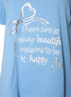 T-Shirt aus Baumwolle mit V-Ausschnitt und Frontprint